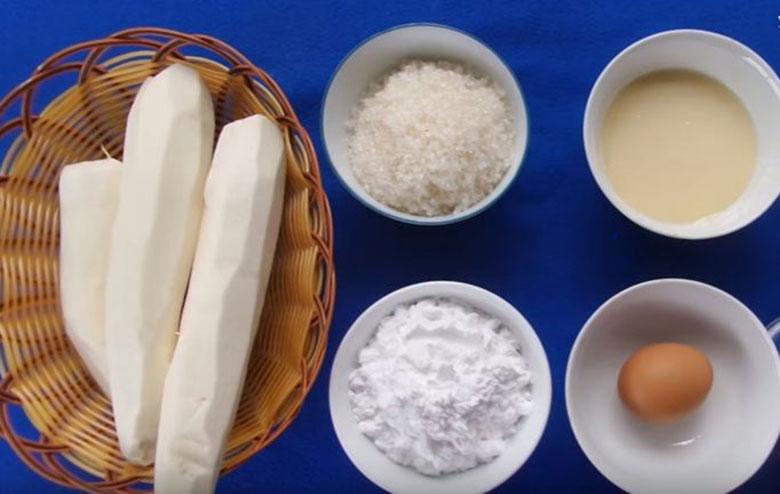Các nguyên liệu để học cách làm bánh khoai mì nướng bằng nồi cơm điện