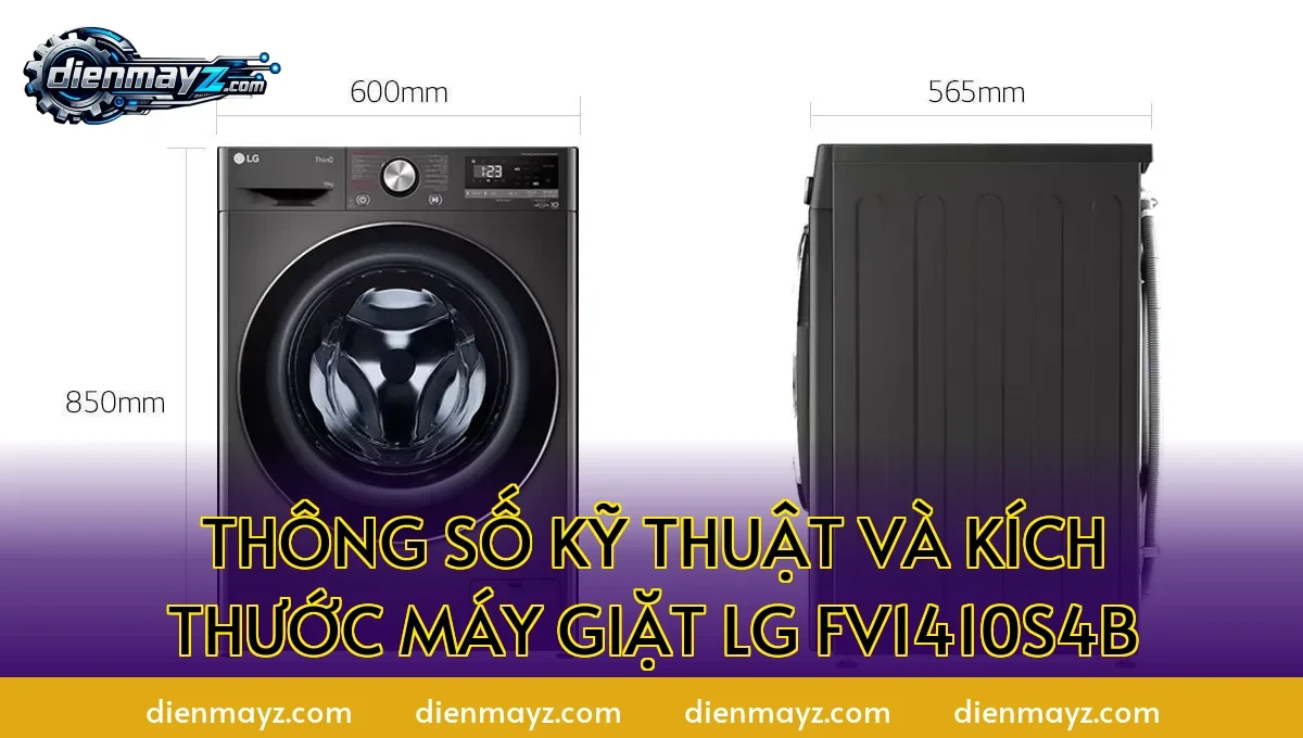 thông số kỹ thuật và kích thước máy giặt LG FV1410S4B