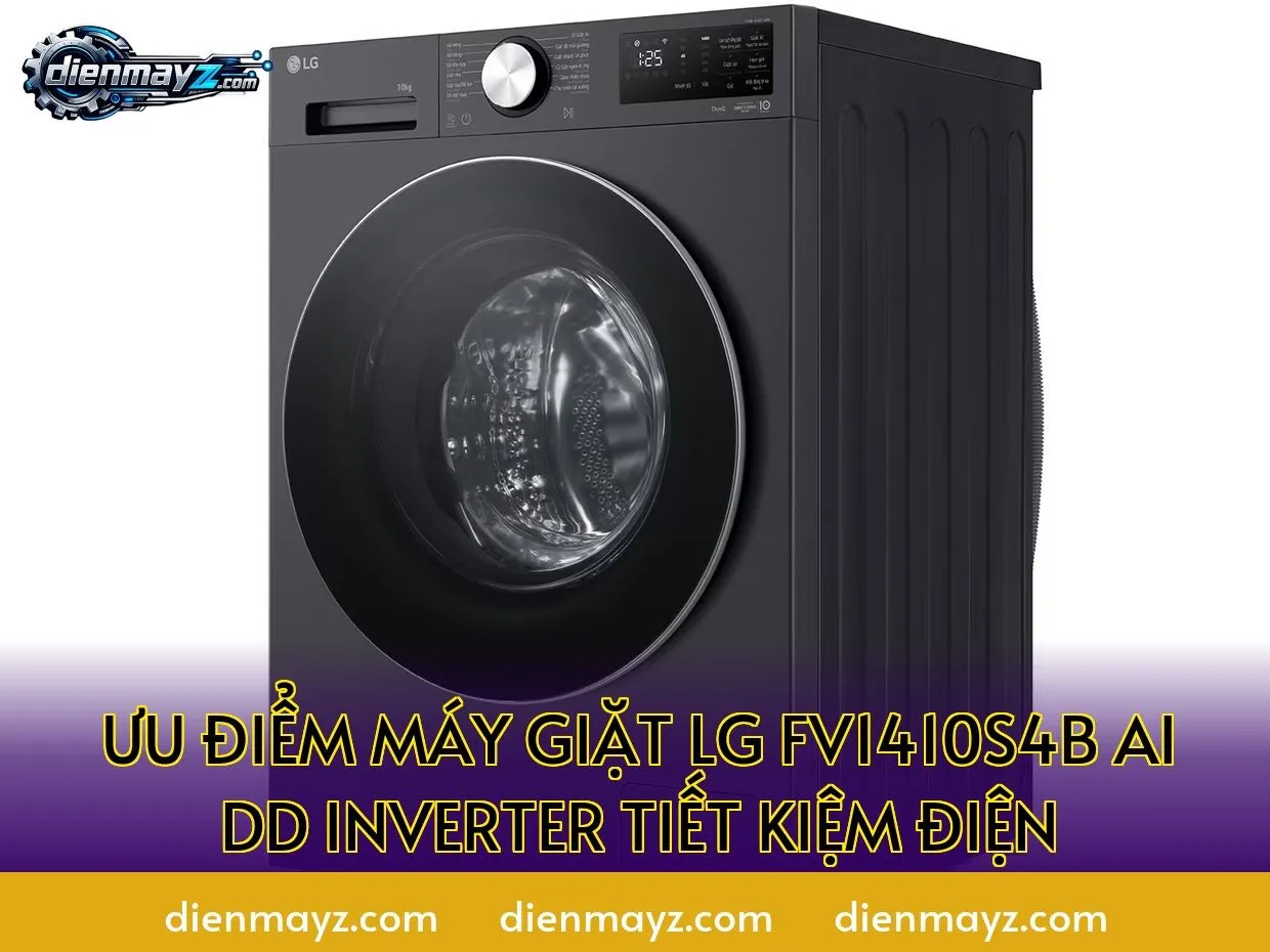ưu điểm máy giặt LG FV1410S4B AI DD inverter tiết kiệm điện