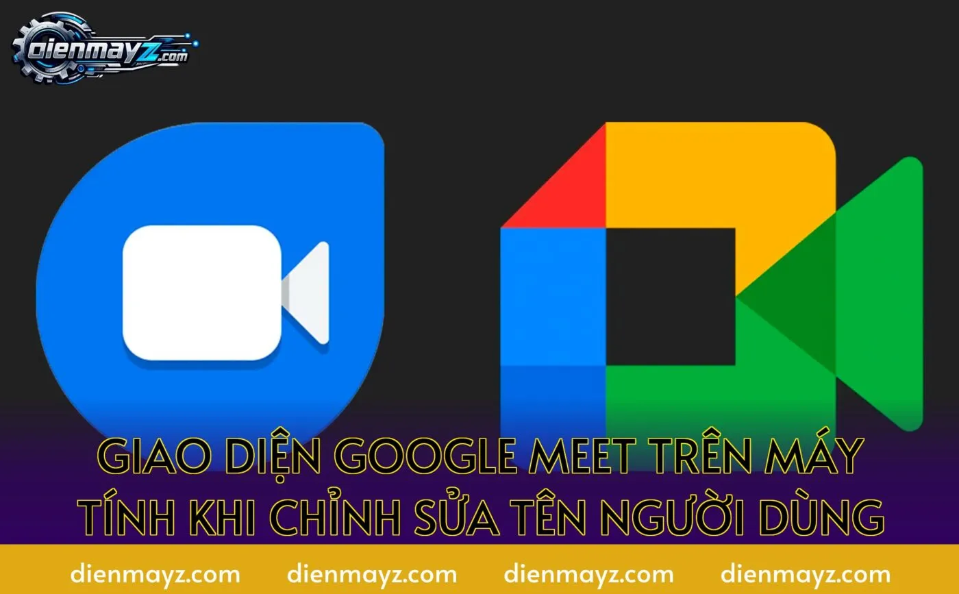 Cách đổi tên trên Google Meet mới nhất 2026 3 Giao diện Google Meet trên máy tính khi chỉnh sửa tên người dùng
