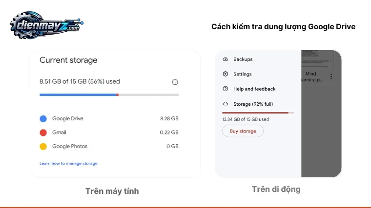 Google Drive bị đầy dung lượng do tệp tin và dữ liệu đồng bộ quá nhiều